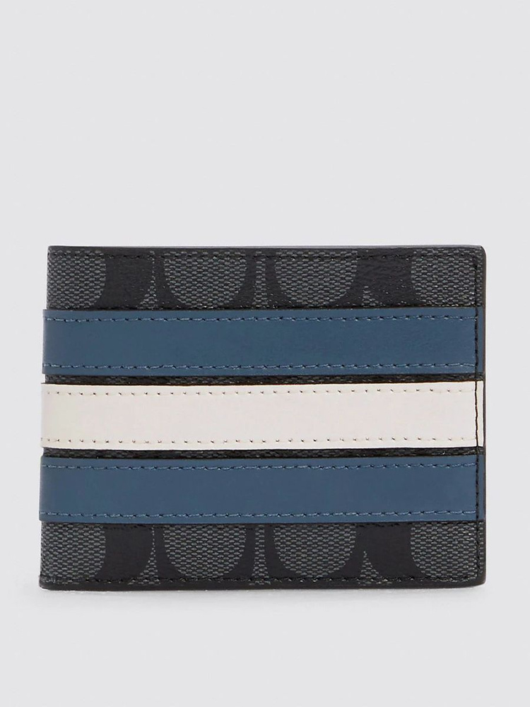 COACH Slim Billfold Wallet In Signature Canvas With Varsity Stripe