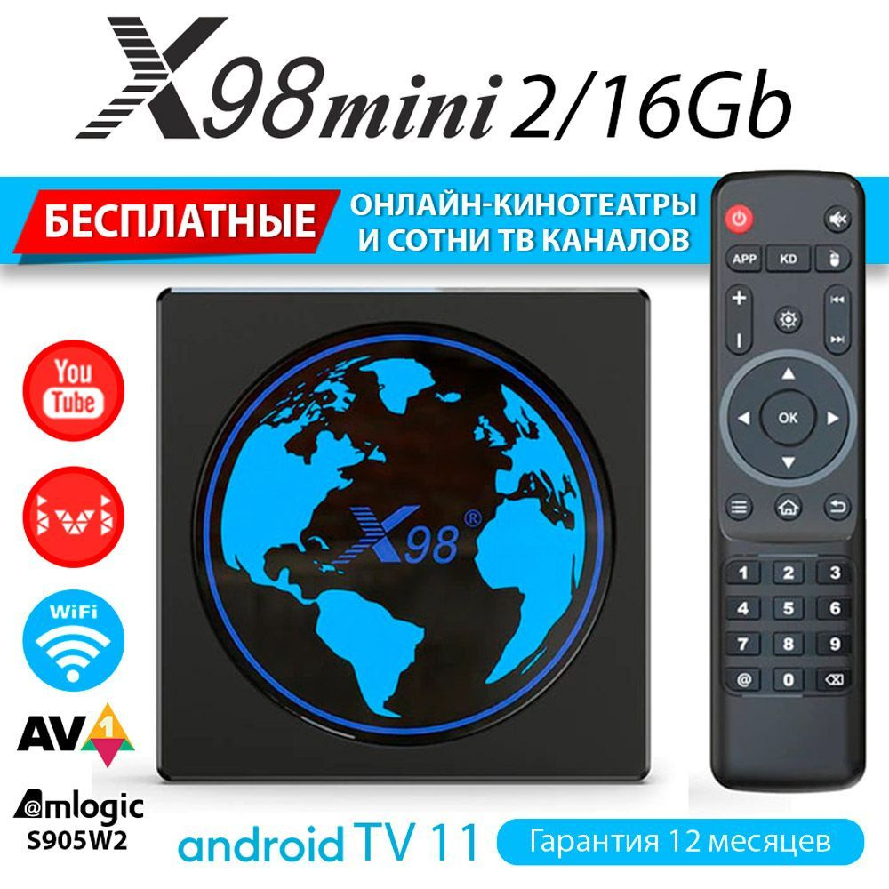Медиаплеер X98 mini 2GB/16GB (Amlogic S905W2) ТВ приставка Android 11 (с настройкой)  #1