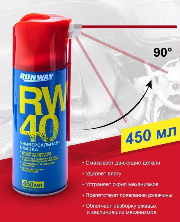 Смазка универсальная (аналог WD-40) 450 мл, проникающая, аэрозоль ...