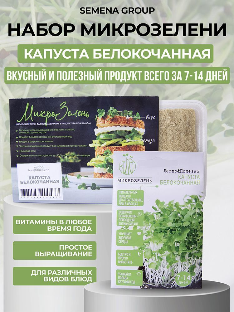 Набор микрозелени "Semena Group", Капуста белокочанная, 5 гр #1