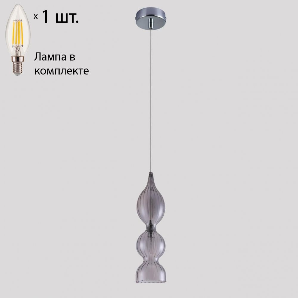 Подвесной светильник Crystal Lux с лампочкой Iris SP1 B Smoke+Lamps E14 Свеча  #1