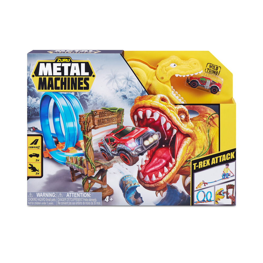 Игровой набор гоночный трек ZURU METAL MACHINES Т-Рекс, 1 машинка в  комплекте, игрушки для мальчиков, 6702 - купить с доставкой по выгодным  ценам в интернет-магазине OZON (1323954943)