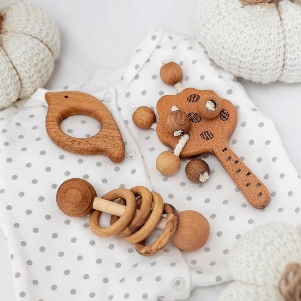 Mag Wood Подарочный набор погремушек Лесной Развивающие деревянные ...
