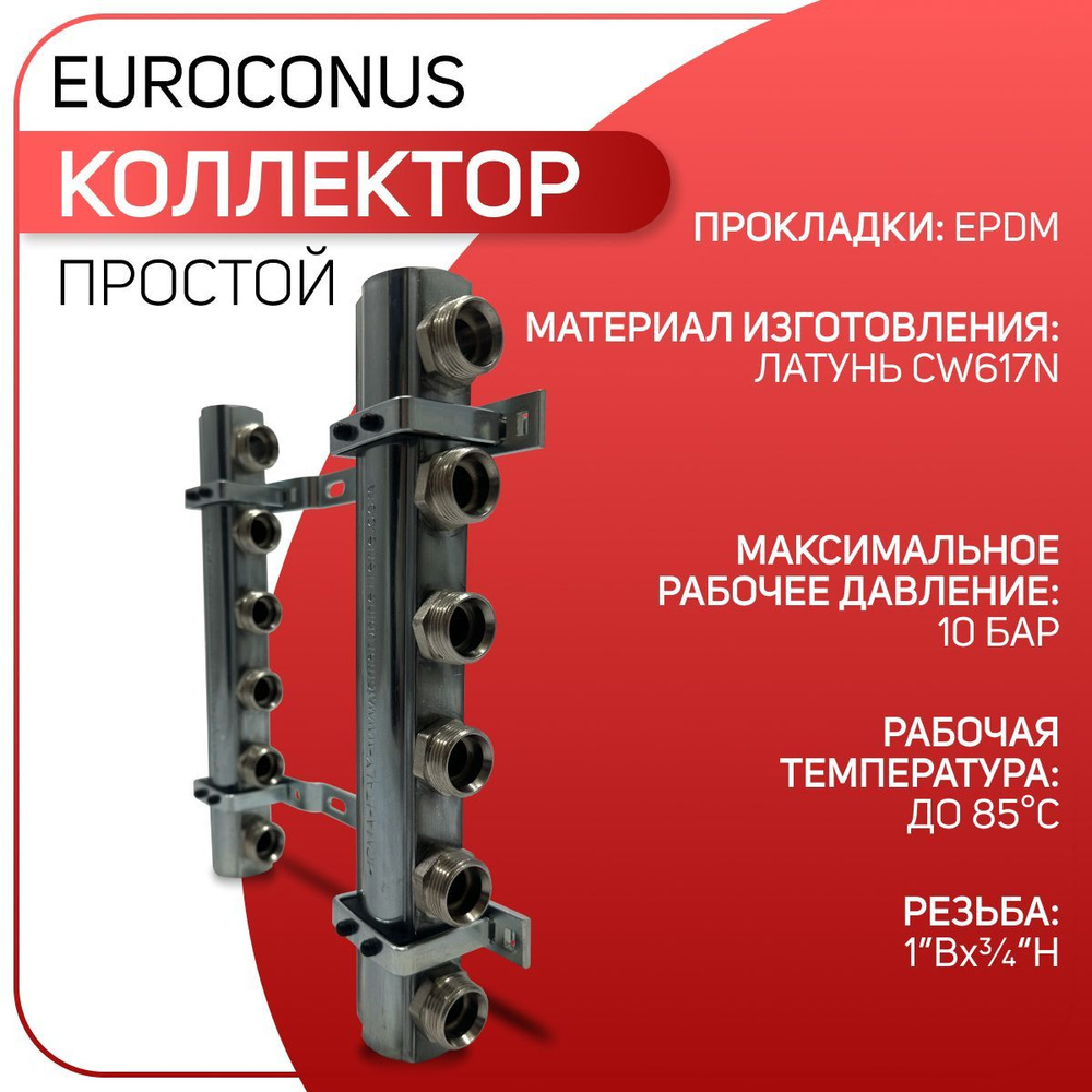 Коллекторный модуль с дополнительным выходом под воздухоотводчик, ICMA, арт. K017, ВР 1" х 3 выхода х #1