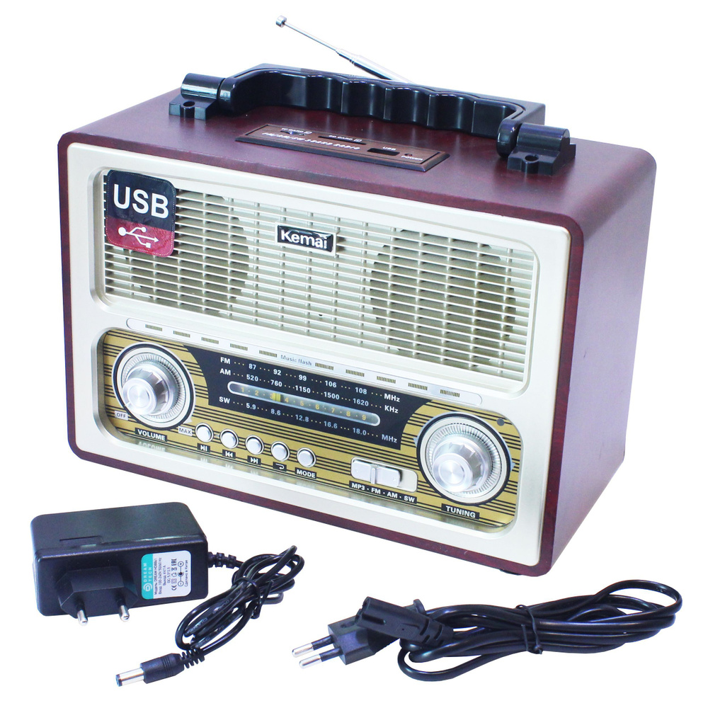Bluetooth радиоприемник в стиле "Ретро" Kemai MD-1800BT Светлый (с блоком питания DC 6V 1А в комплекте) #1