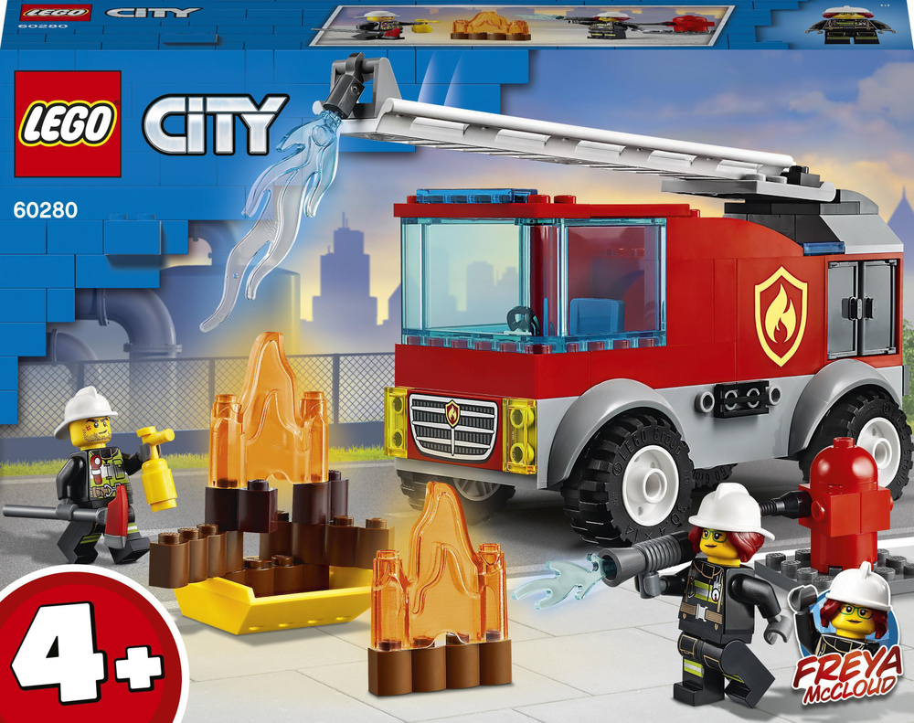 Конструктор Lego City пожарная машина с лестницей (60280) - купить с  доставкой по выгодным ценам в интернет-магазине OZON (1343179432)