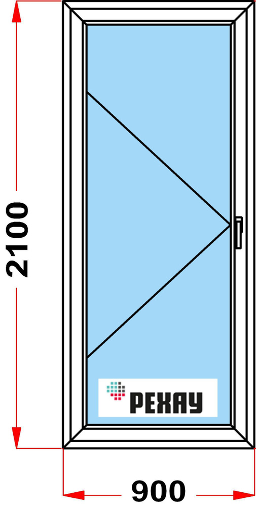 Балконная дверь, профиль РЕХАУ BLITZ (2100 x 900), с поворотной створкой, стеклопакет из 2х стекол, левое #1