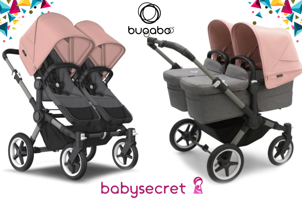 Детская коляска 2 в 1 для двойни Bugaboo Donkey5 Twin шасси Graphite (Grey melange/Pink)  #1