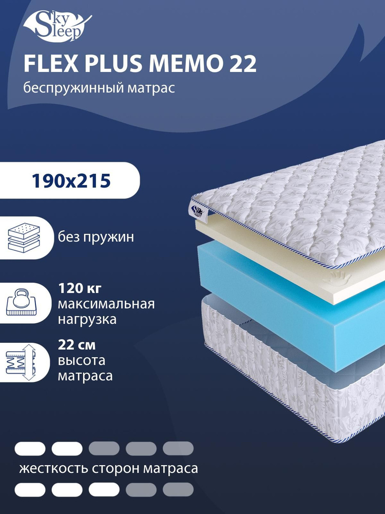 Матрас, Ортопедический матрас SkySleep FLEX PLUS MEMO 22 средней и ниже средней жесткости, Двуспальный, #1
