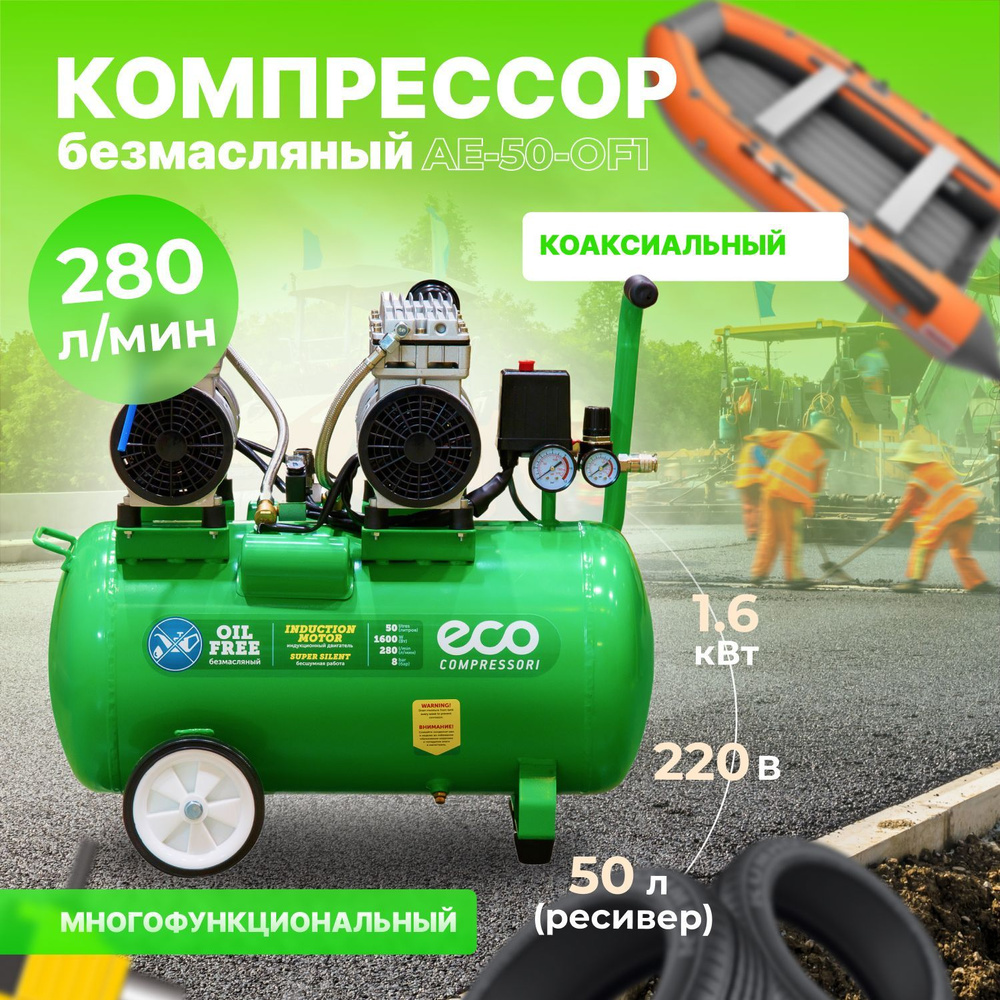 Компрессор Безмасляный ECO, 1600 Вт - купить по выгодным ценам в  интернет-магазине OZON (345682042)