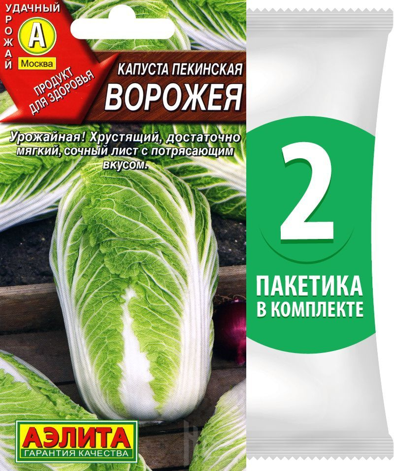 Семена Капуста пекинская Ворожея, 2 пакетика по 0,3г/80шт в каждом  #1