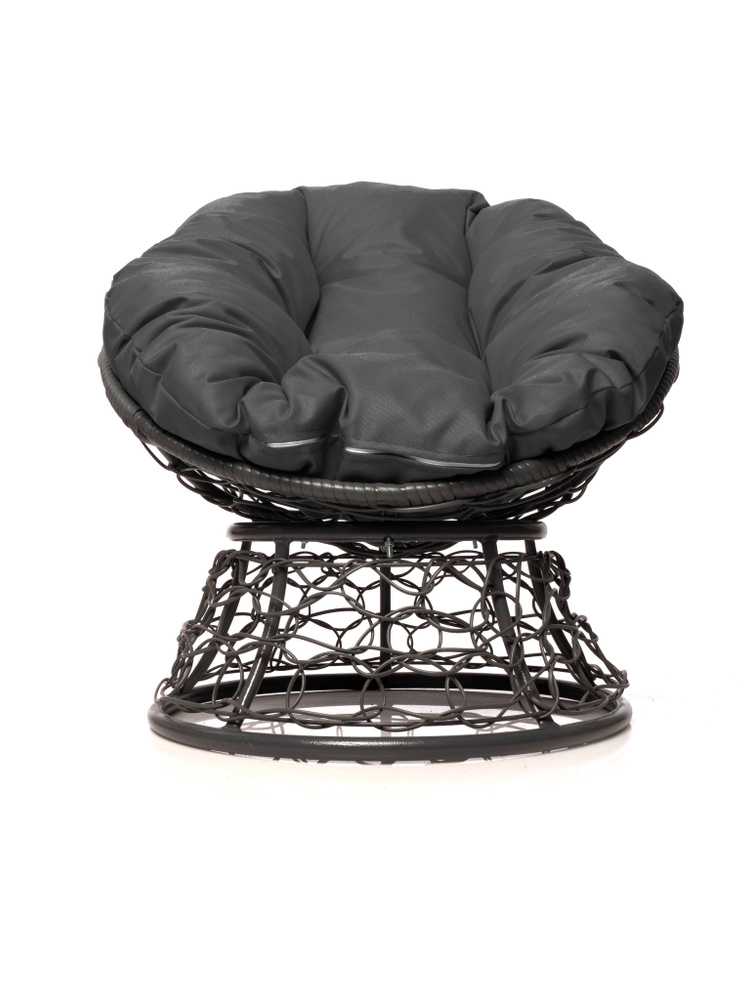 Кресло Облачко с ротангом серое, серая подушка #1