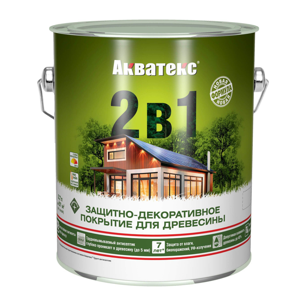 Акватекс 2 в 1 грунт-антисептик алкидный полуматовый лессирующий, ваниль (3 л)  #1