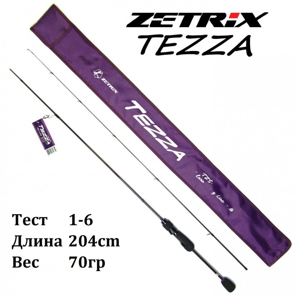 Спиннинг Zetrix Tezza TZS-672UL 1-6гр, 204см / Бланк карбон / Удилище Зетрикс Тезза / Ультралайт на окуня, #1