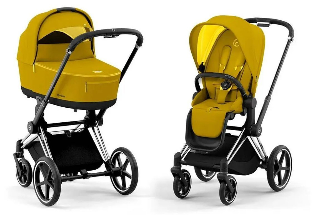 Детская коляска Cybex Priam IV 2-в-1 Mustard Yellow на шасси IV Chrome black универсальная  #1