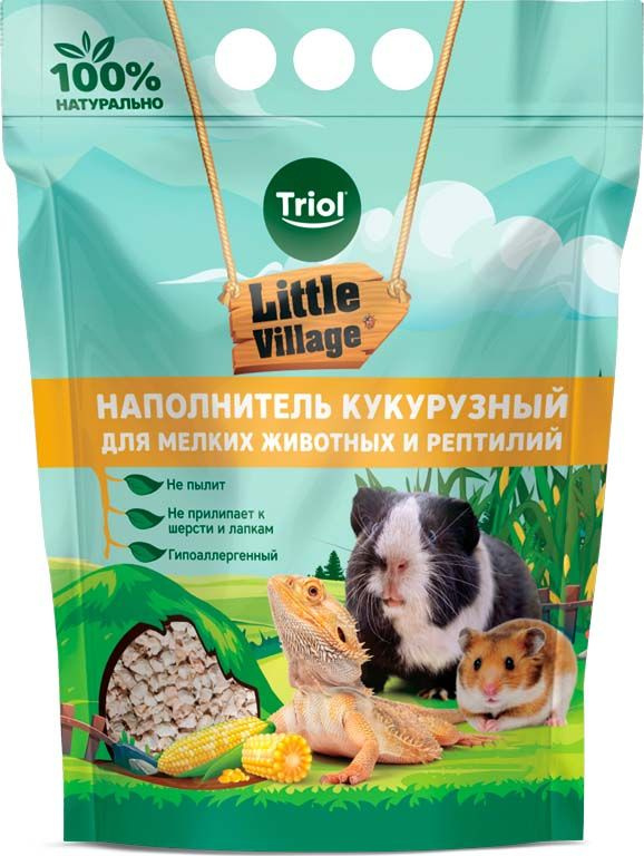 Triol Little Village Наполнитель для мелких животных и рептилий, кукурузный, 5 л  #1