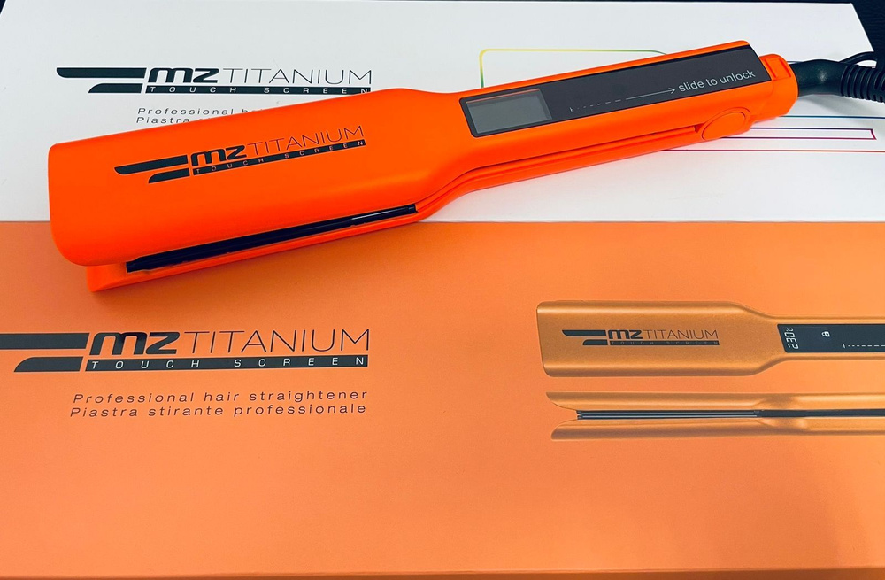 Выпрямитель для волос MZ Titanium MZ широкие пластины, титан, 230С. ОРАНЖЕВЫЙ матовый  #1
