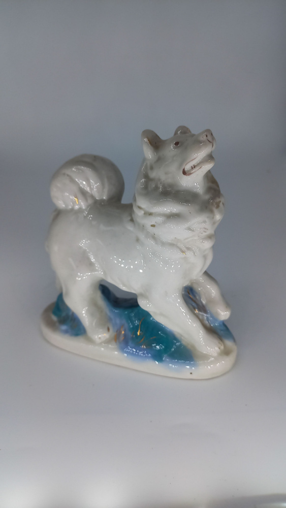 Винтажная фарфоровая Статуэтка "Собака породы лайка", скульптор ...