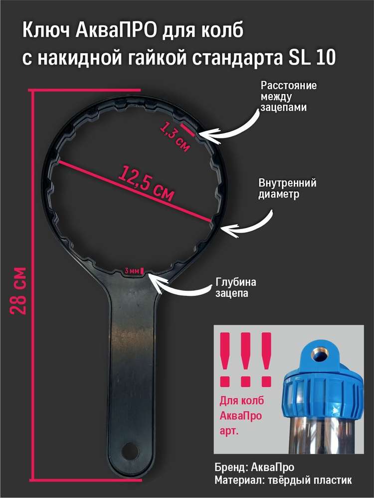 Ключ сервисный для корпуса магистрального фильтра с накидной гайкой ,стандарт 10 SL АКВАПРО ,Аква М ,AquaKit, #1