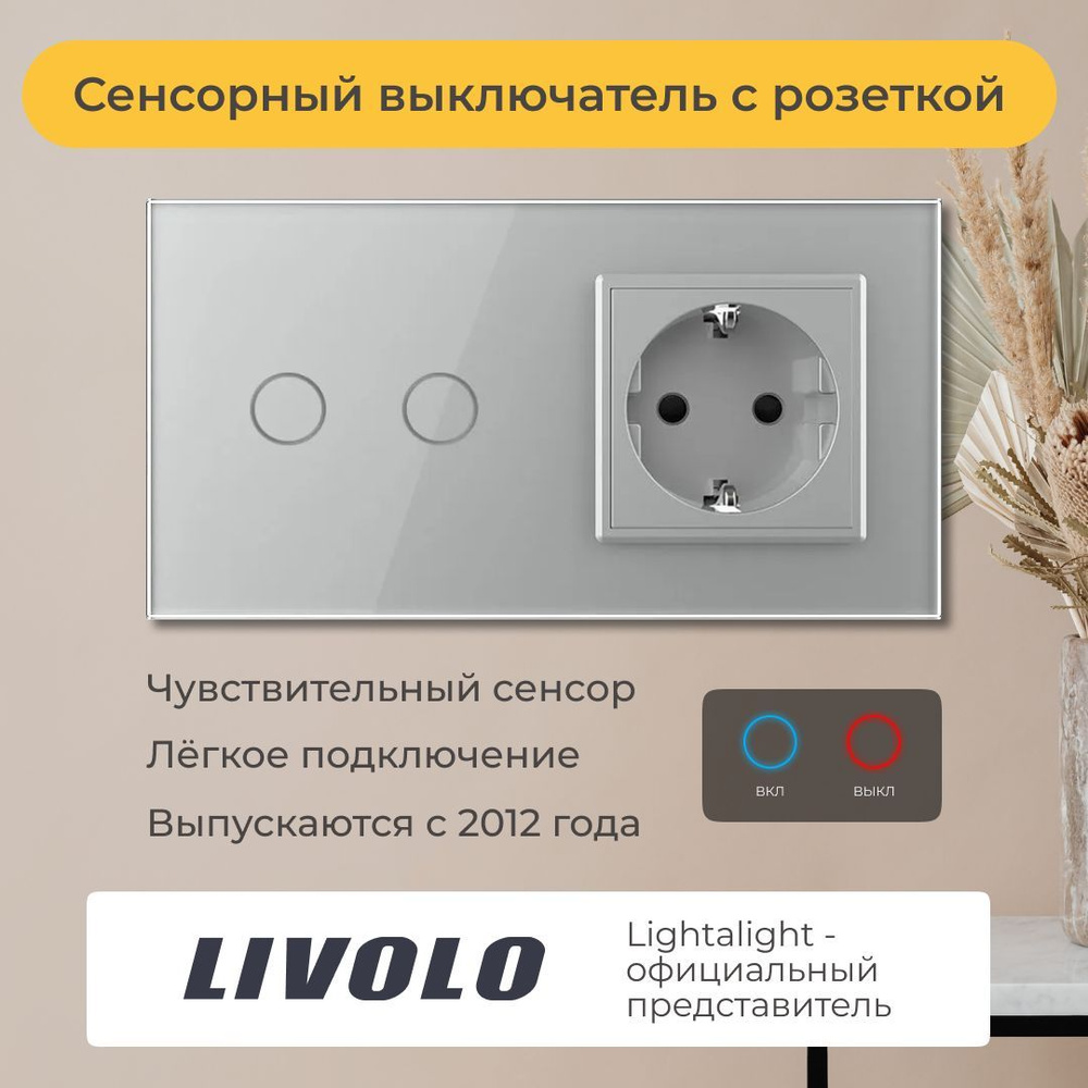 Проходной выключатель Livolo, клавиш 2 шт, монтаж Скрытый - купить с  доставкой по выгодным ценам в интернет-магазине OZON (329919601)