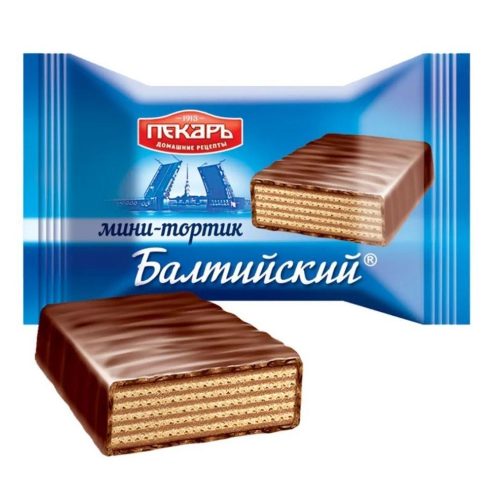 Мини-тортик "Балтийский", пакет 1 кг, вафельный в шоколадной глазури, КФ им. Крупской  #1