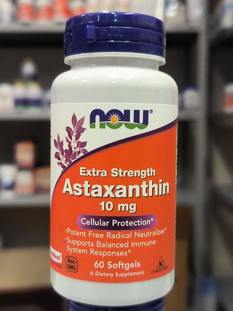 NOW Foods, Astaxanthin, Астаксантин, 10 мг, 60 капсул - купить с ...