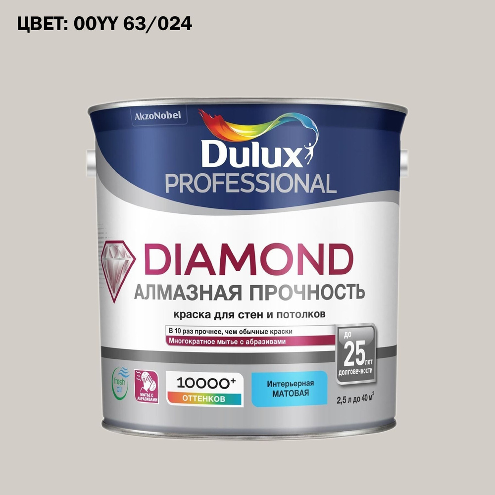 Краска DULUX Diamond Matt-BC-в колеровке_BC Гладкая, Сополимерная ...