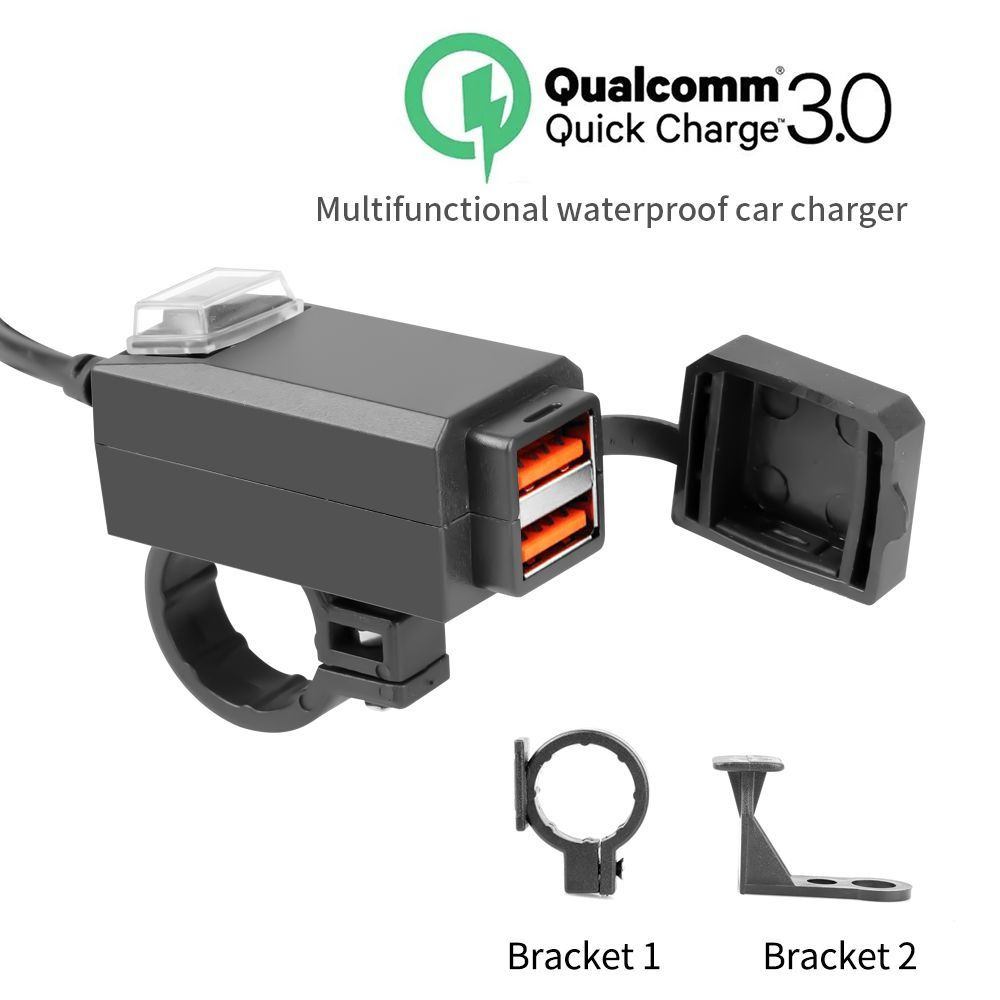 Mотоцикл зарядное устройство 5V QC3.0 быстрая зарядка,2USB с креплением на  руль мотоцикла - купить с доставкой по выгодным ценам в интернет-магазине  OZON (1100815348)