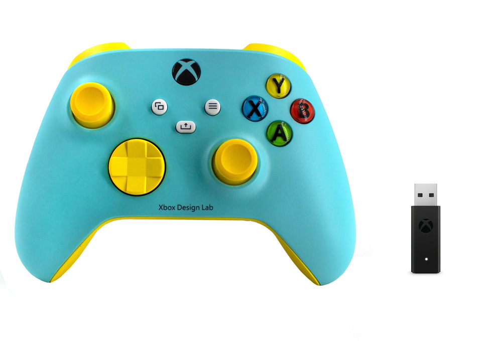 Беспроводной геймпад MyPads Design Lab для Xbox Series S / X / Xbox One S / X голубой с желтыми кнопками #1
