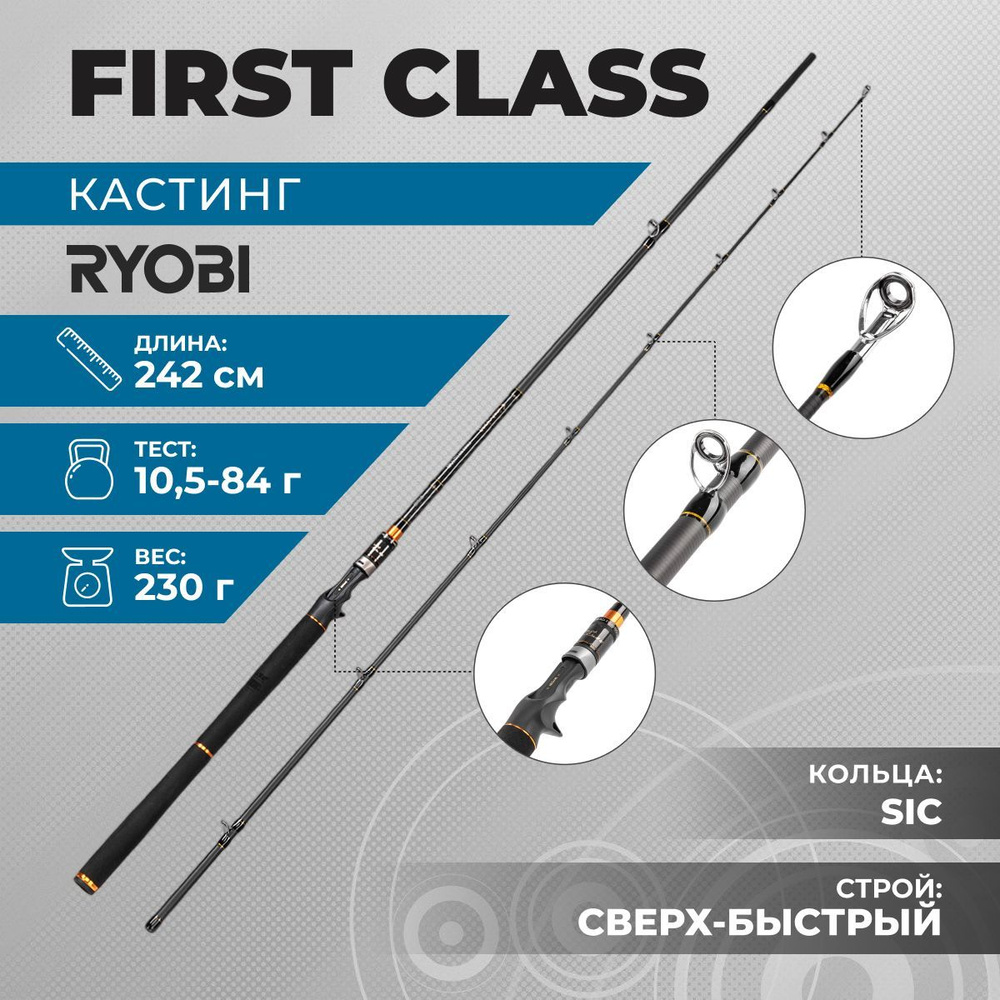 RYOBI/ Спиннинг для рыбалки кастинговый FIRST CLASS C802XH 10,5 - 84g