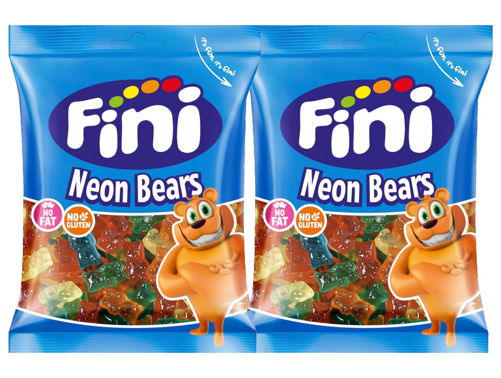Жевательный мармелад Fini Neon Bears, 90г x 2шт. Фини неоновые мишки  #1