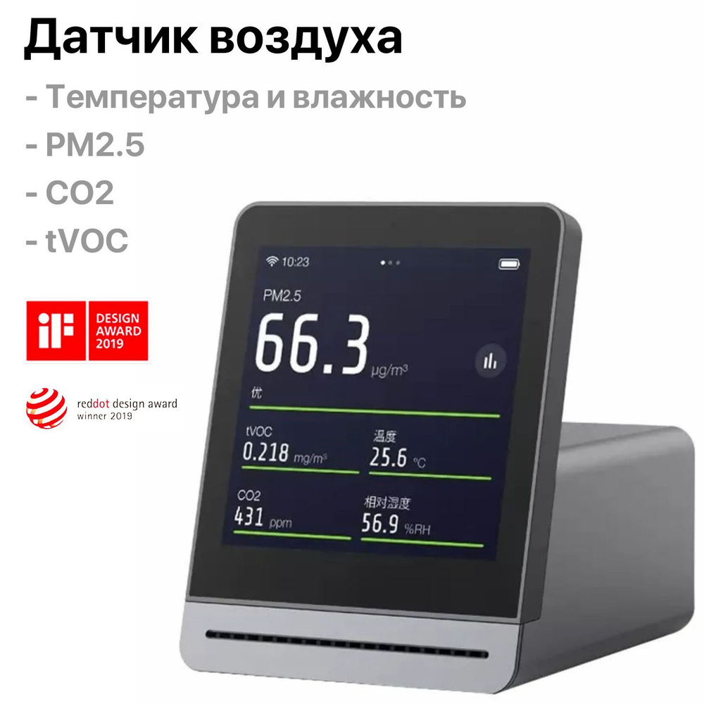 Анализатор качества воздуха Qingping Air Monitor датчик углекислого газа СО2, 5 в 1 (температура,влажность,СО2,PM2.5,tVOC) #1