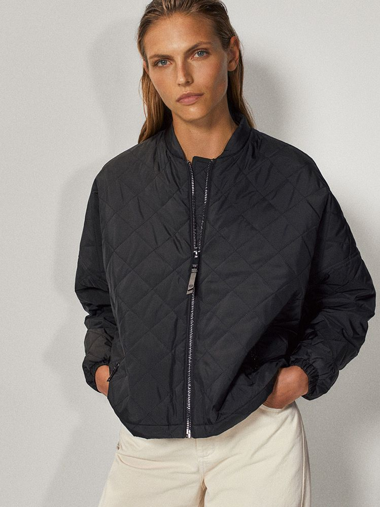 Куртка Женский Massimo Dutti Бахрома черный матовый Полиэстер, размер ...