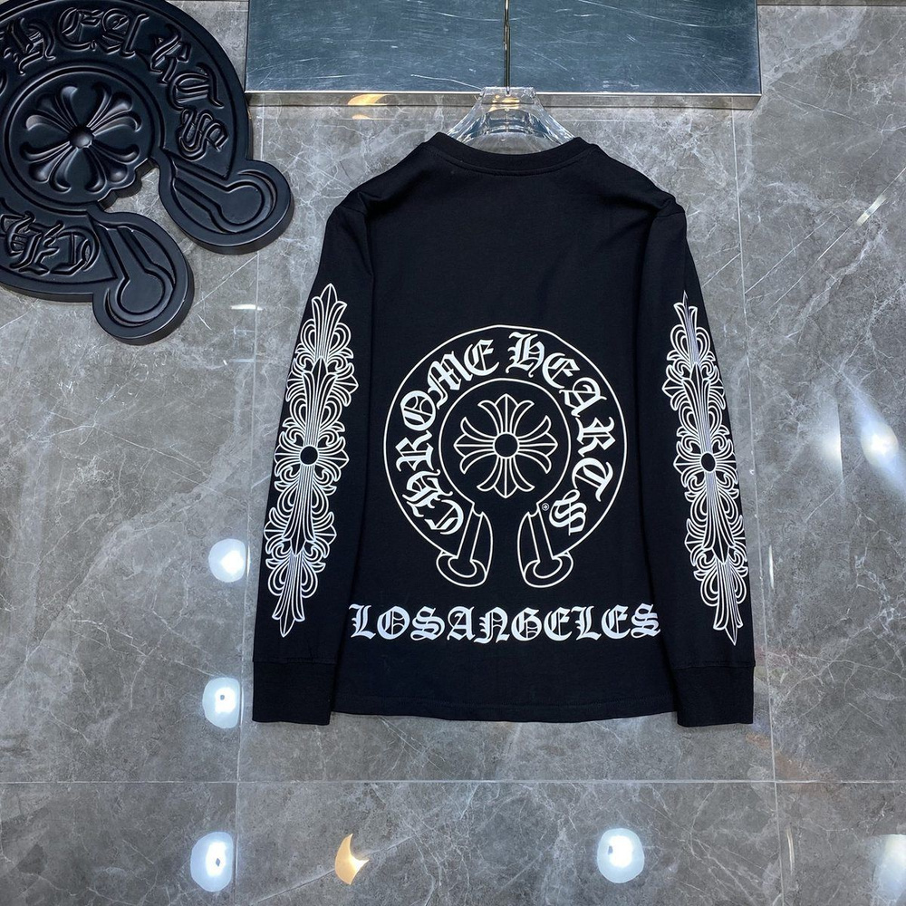 Лонгслив Мужской, Женский Chrome Hearts черный Длинный, размер 46