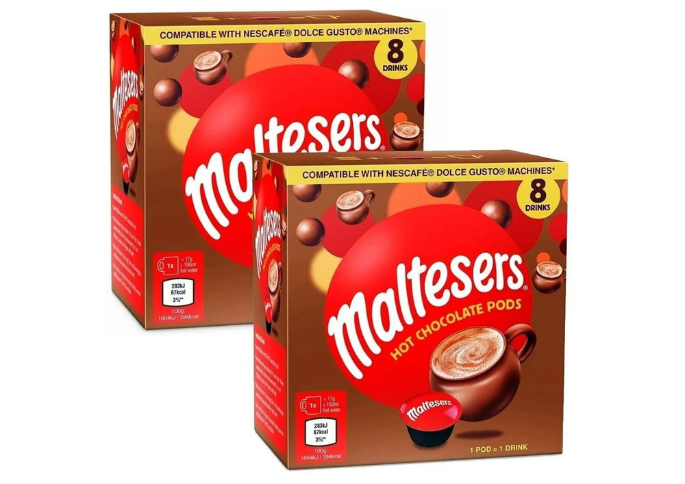 Горячий шоколад Мальтизерс (Maltesers) 8 шт. капсулы 2 упаковки  #1
