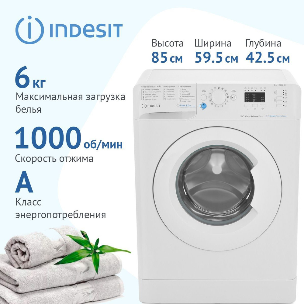 Стиральная машина Indesit BWSA 61051 WWV RU, белый - купить по выгодной  цене в интернет-магазине OZON (827008173)