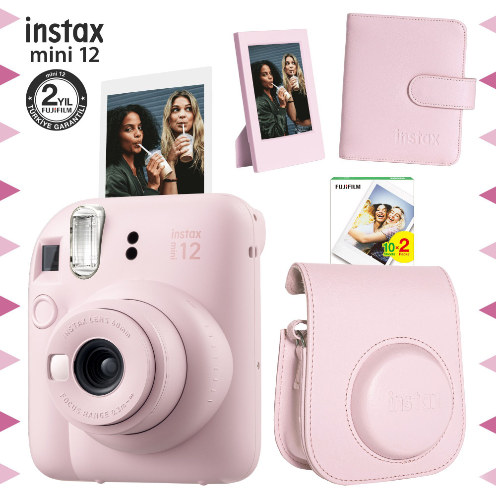 Компактный фотоаппарат Fujifilm instax mini 12 набор + 20 Картридж +  фоторамка, светло-розовый - купить по выгодным ценам в интернет-магазине  OZON (1149899667)