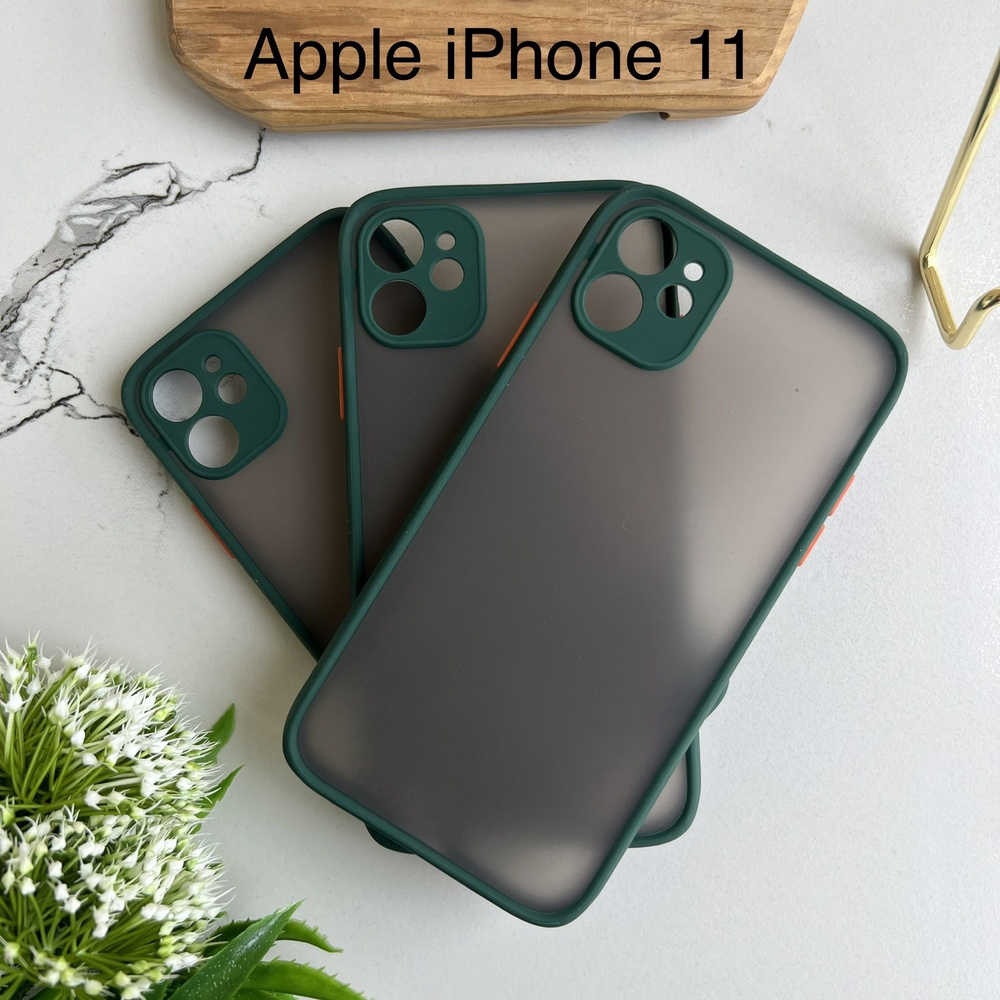 Чехол для iphone 11 / айфон 11, зеленый, прозрачный, защита камеры - купить  с доставкой по выгодным ценам в интернет-магазине OZON (626653227)