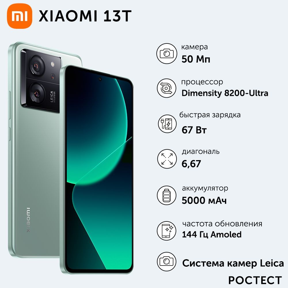 Xiaomi Смартфон 13T 12/256 ГБ, зеленый