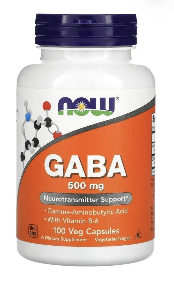 NOW ГАБА (Гамма-аминомасляная кислота) 500мг // NOW GABA 500mg, 100 растительных капсул.  #1