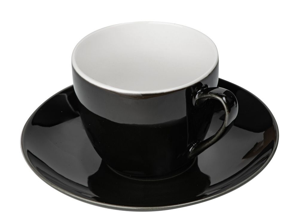 Чайная пара "Lotos" из костяного фарфора на 250 мл, чашка d8.3х10.7х7 см, блюдце d14.9х2.2 см, цвет черный #1