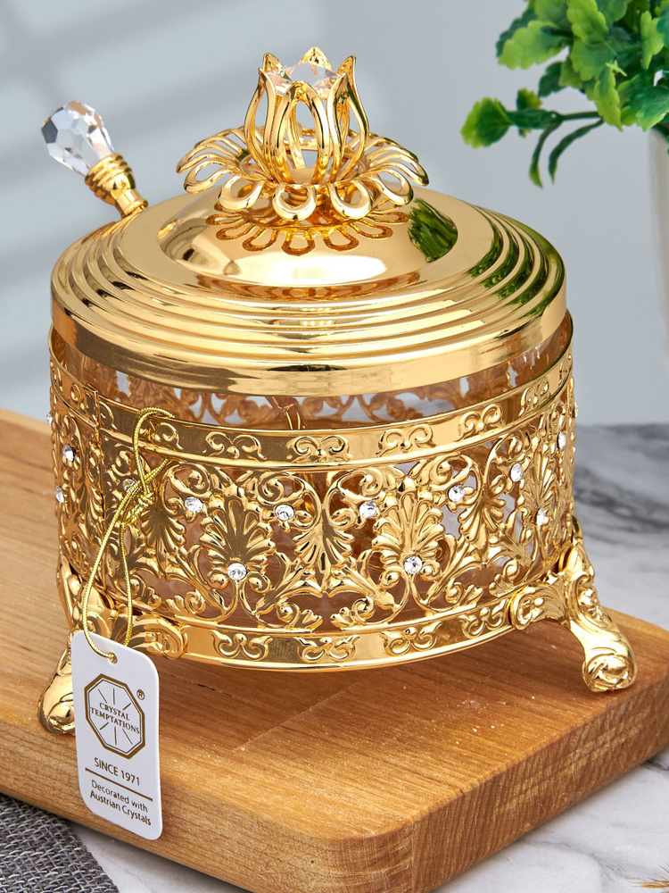 Сахарница с ложкой и крышко 10,5х10,5х11 см стеклянная колба Объем 250 ...