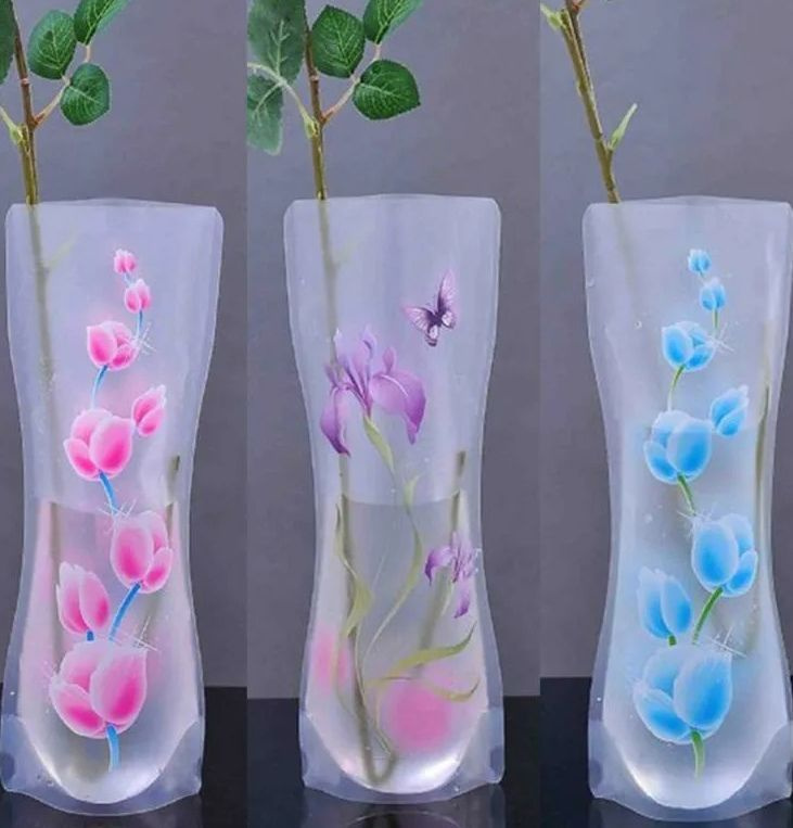 Ваза пластиковая складная Пленка ПВХ с голубым цветком - купить вазу в ...