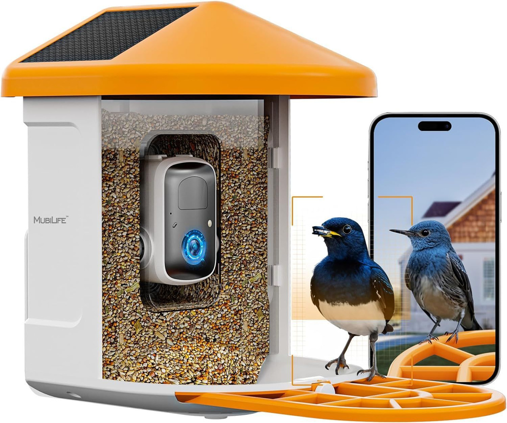 кормушка для птиц, камерой 1080P,Искусственный интеллект распознает ...