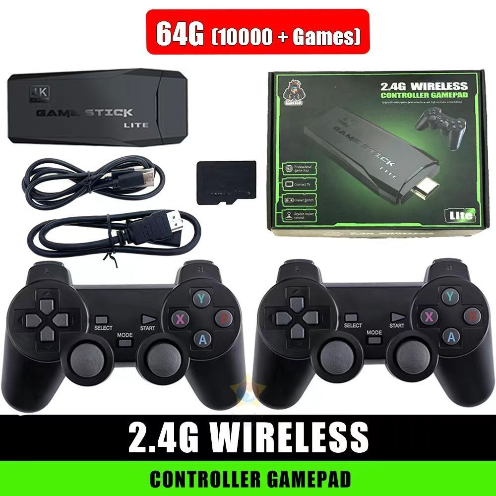 Портативная игровая консоль 2.4G Wireless Controllers Gamepad 64ГБ  приставка M8 4K HD 2,4G 10000 игр 64 ГБ Ретро мини-классические геймпады  Семейный ...