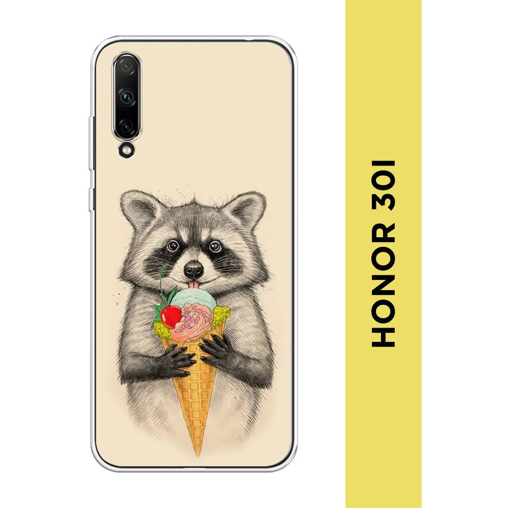 Силиконовый чехол на Honor 30i / Хонор 30i \"Енот с мороженым\" - купить ...
