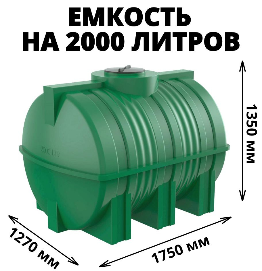 Емкость (бак, бочка) на 2000 литров для питьевой и технической воды ...