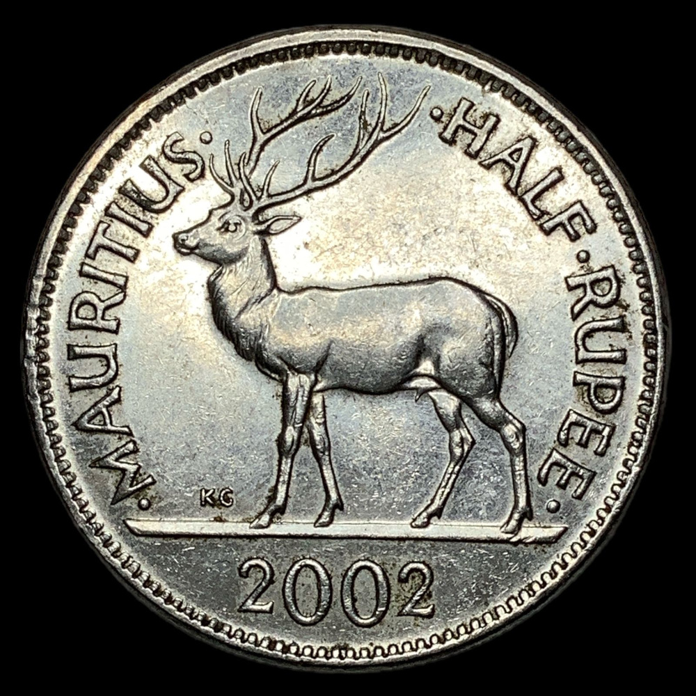 Монета ЮАР 1/2 рупии 2002 года. Олень. Маврикий Замбар. Люксовое ...