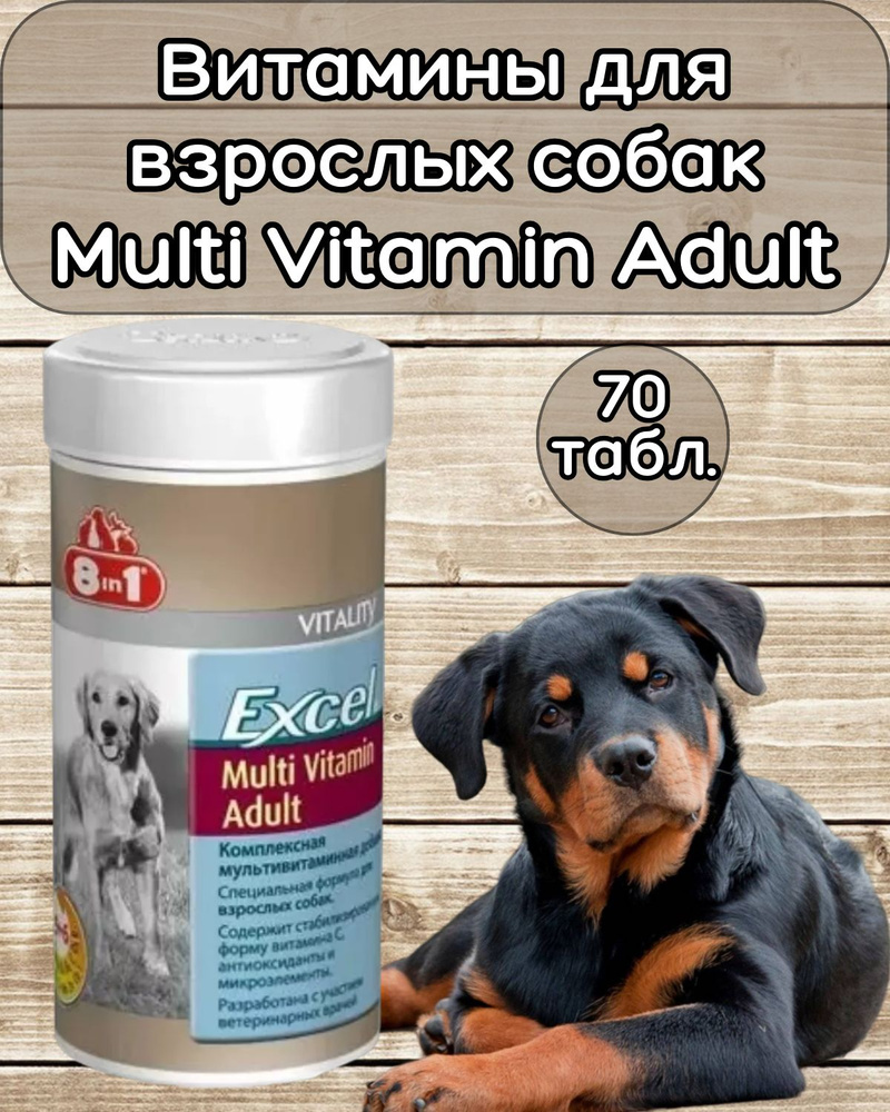 Витамины для взрослых собак 8in1 Excel Multi Vit-Adult, 70 таб - купить с  доставкой по выгодным ценам в интернет-магазине OZON (1286013727)