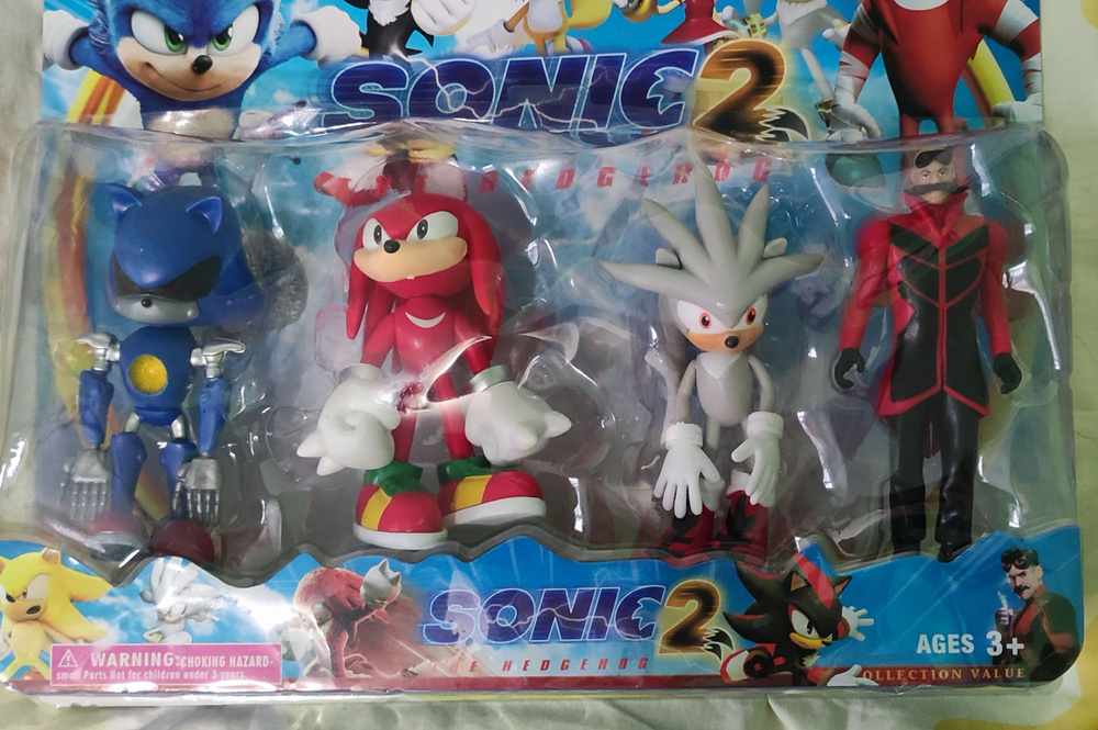 Набор фигурок Sonic игрушки супергерои 14см 4 шт ( синий, Наклс, Шедоу, Эгманд) Уцененный товар  #1